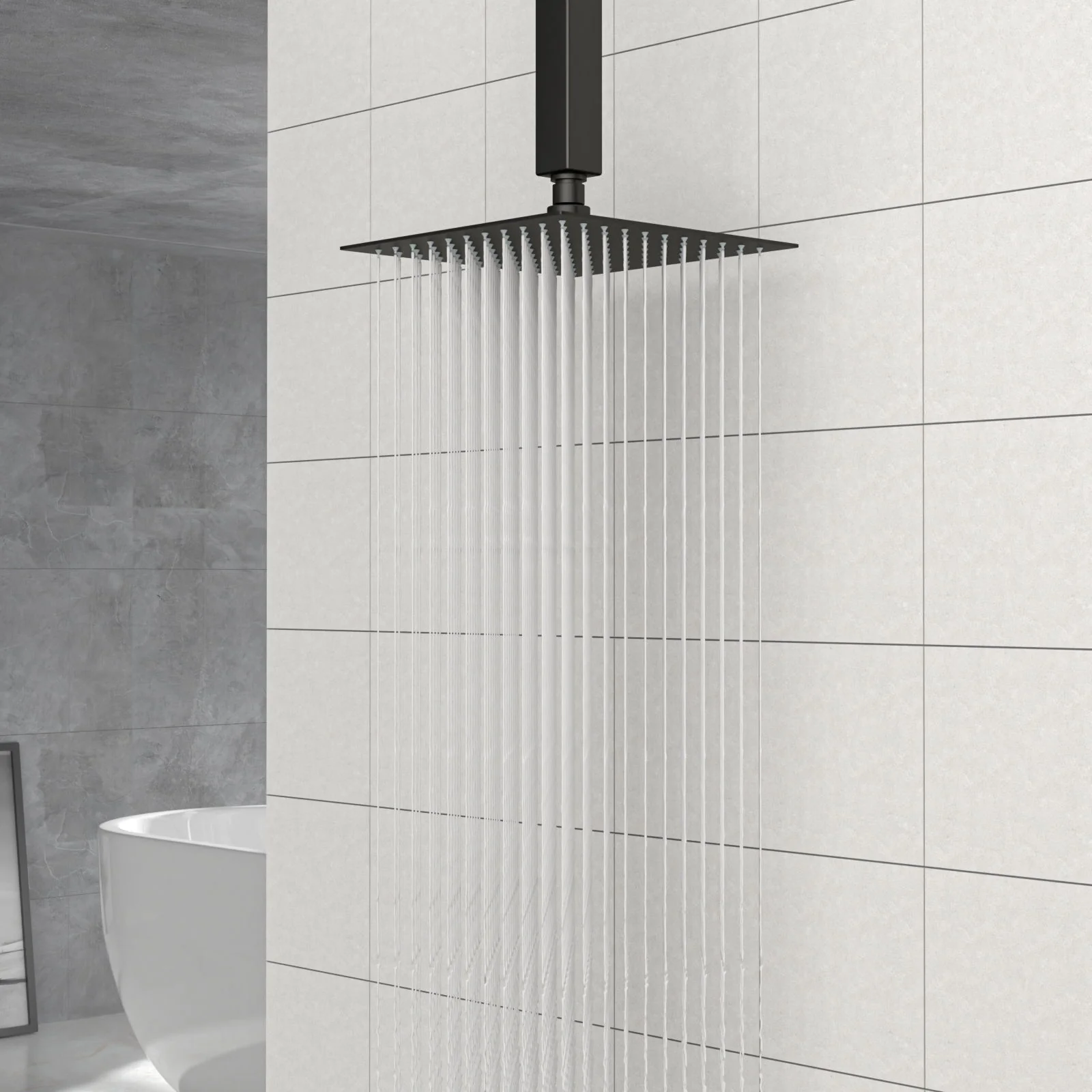 8" Square Rain Shower Head, Ceiling / Wall Mount Stainless Steel Bath Fixture - Image 14