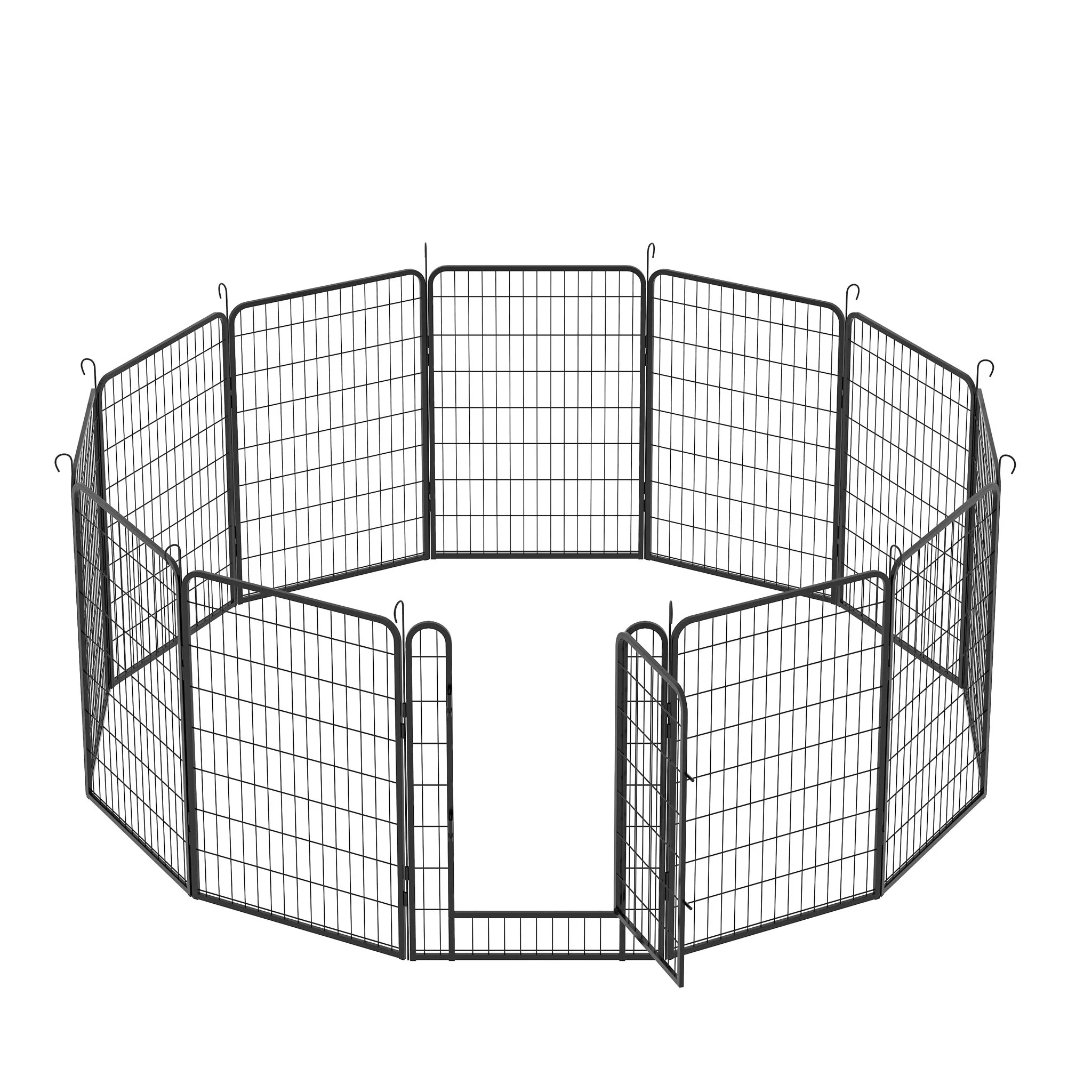 81.1" 12 Panels Heavy Duty Metal Playpen With Door, Dog Fence Pet Exercise Pen For Outdoor - Black - Image 8