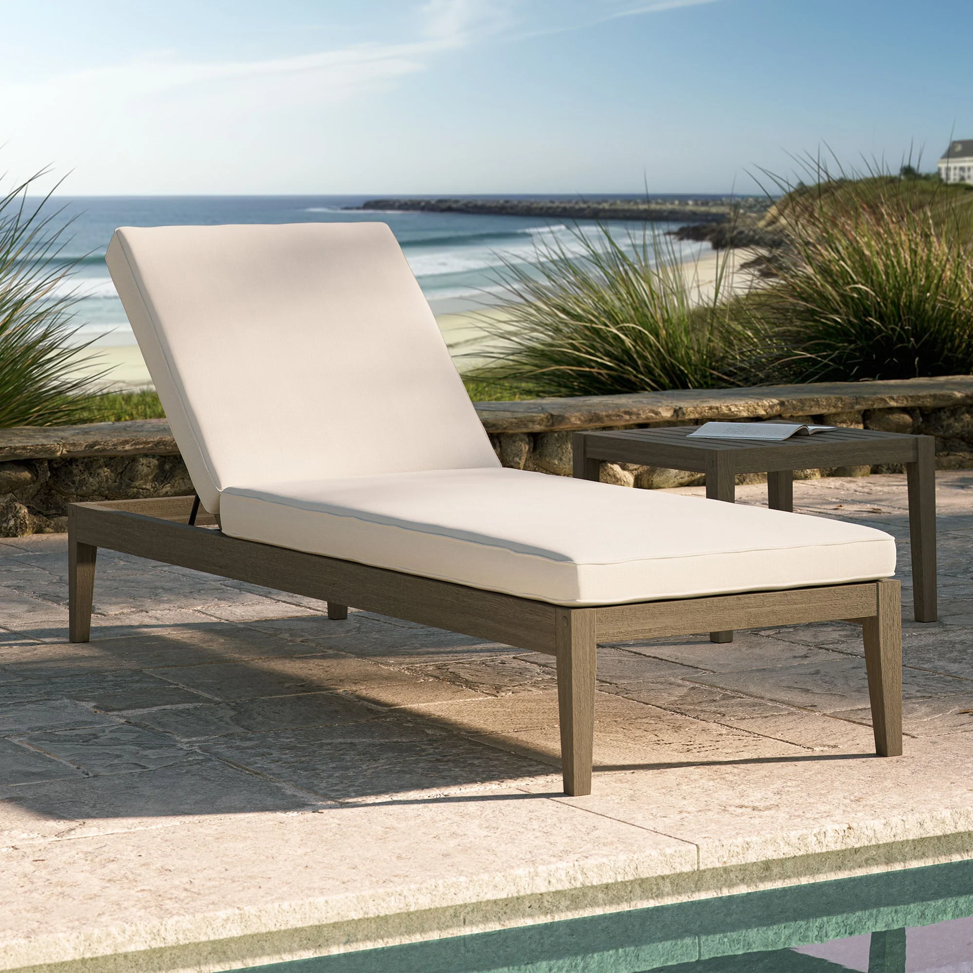 81" Northlake Weathered Gray Teak Outdoor Chaise Lounge Chair - Image 10