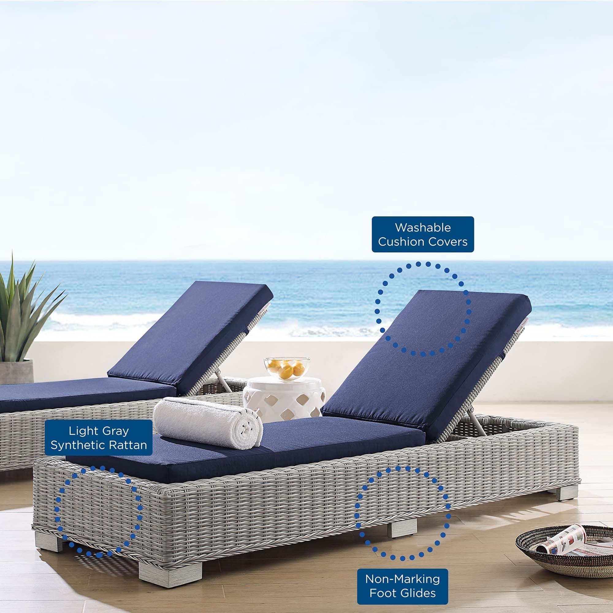 81" Outdoor Woven Chaise Lounge - Durable Patio Reclining Lounger, Weather-Resistant - Image 23