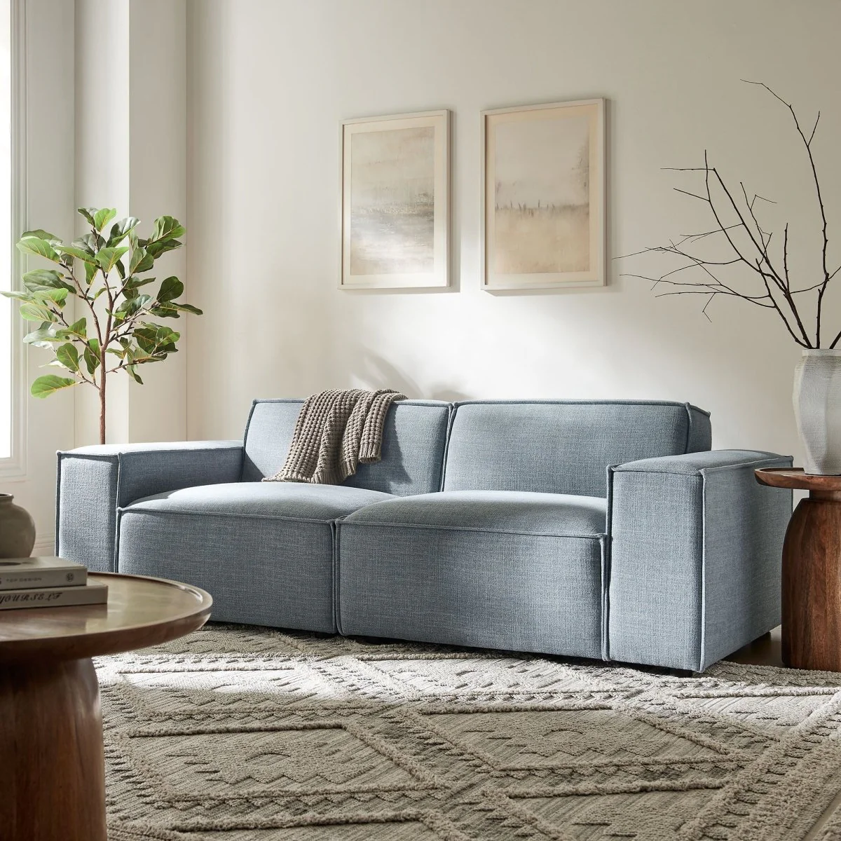 83 Inch 2-Piece Performance Fabric Upholstered Modular Loveseat - Image 16