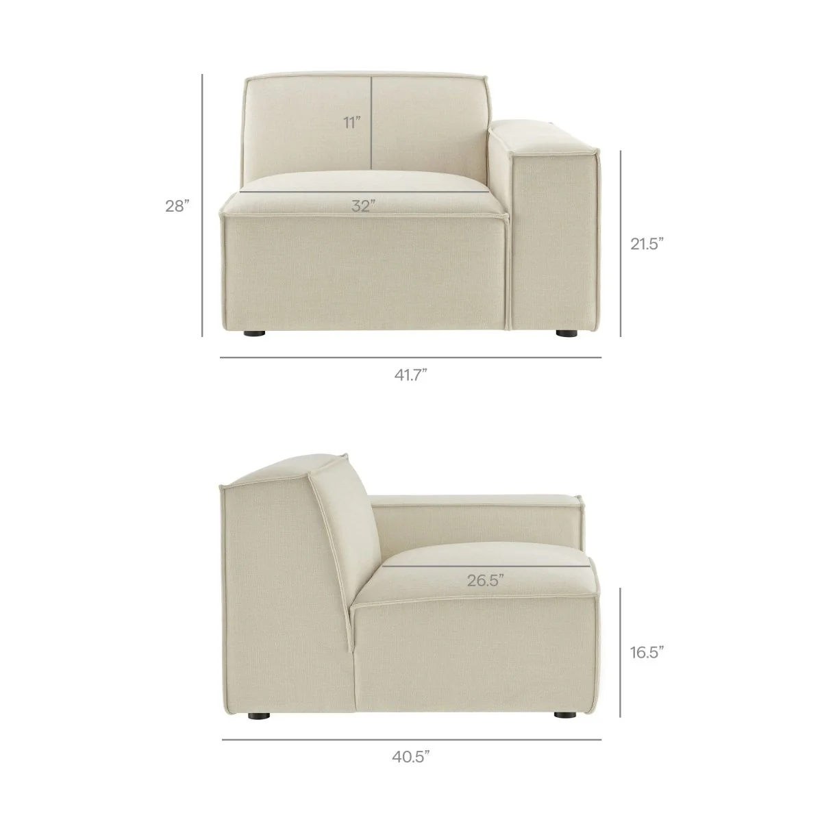 83 Inch 2-Piece Performance Fabric Upholstered Modular Loveseat - Image 5