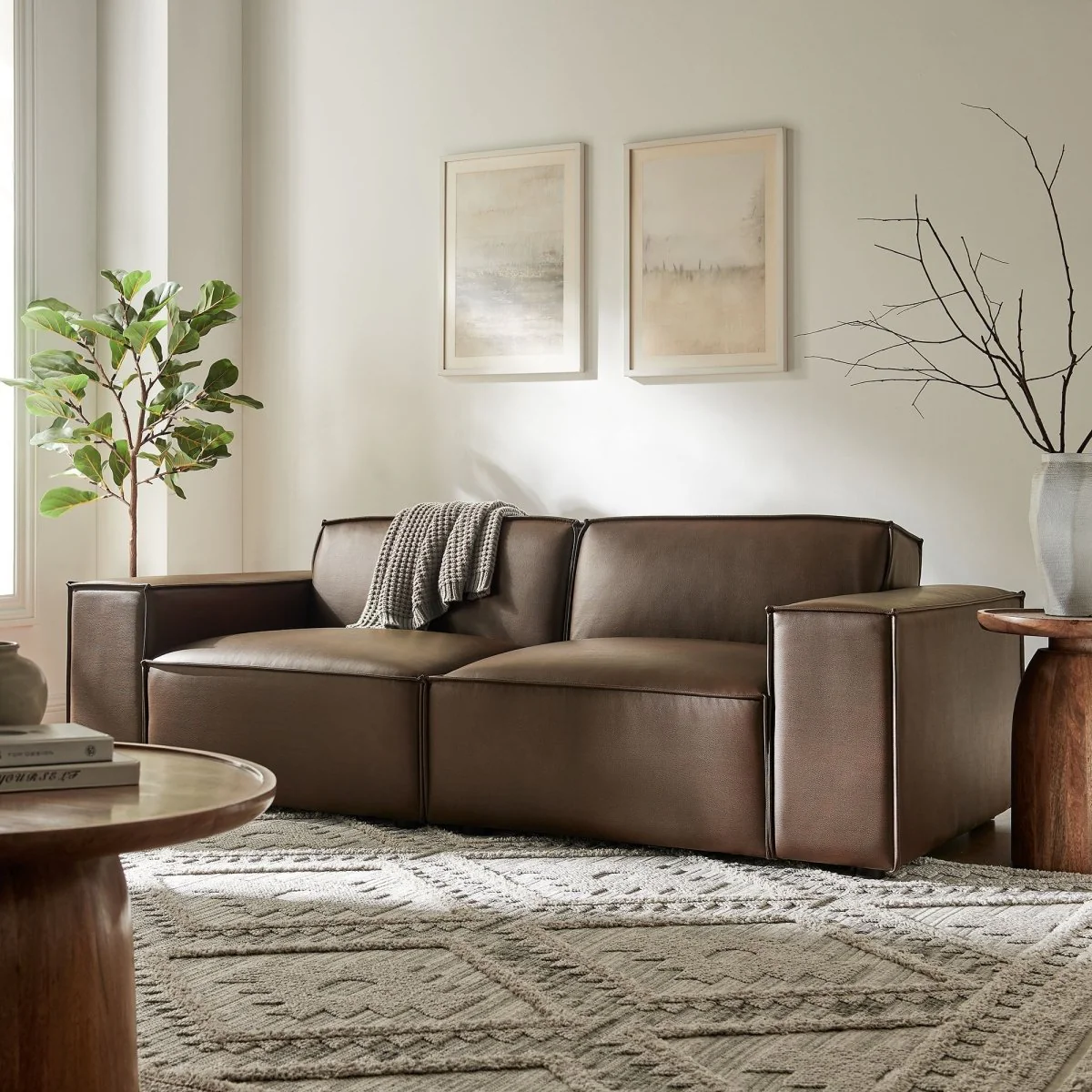 83 Inch 2-Piece Vegan Leather Modular Loveseat - Image 14