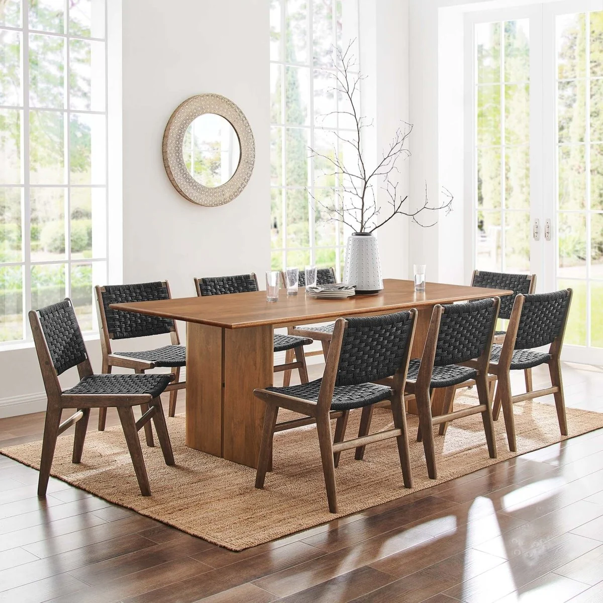 86 Inch Modern Farmhouse Solid Wood Dining Table - Image 9