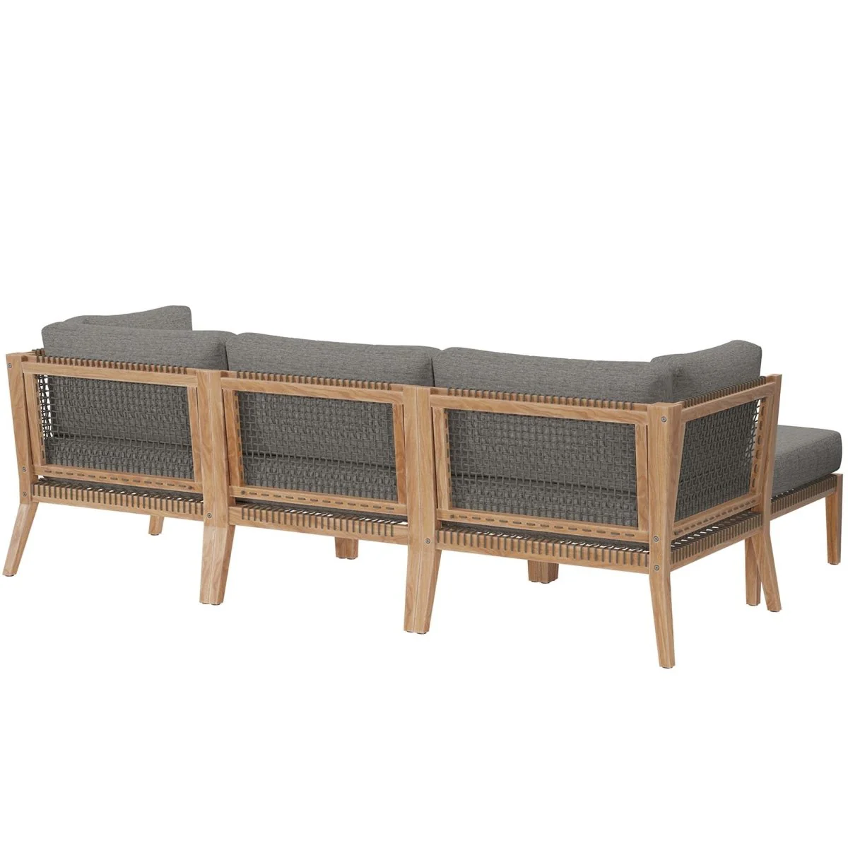 87" 4-Piece Teak Outdoor Sectional Sofa with Cushions and Weather-Resistant Frame - Image 8