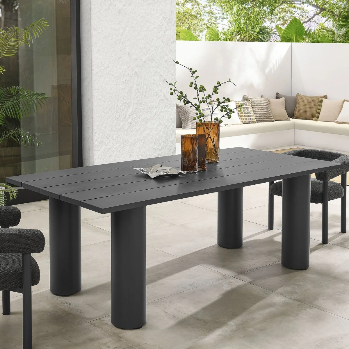 87" Rectangular Aluminum Outdoor Dining Table for Patio and Garden Seating, Weatherproof - Image 9