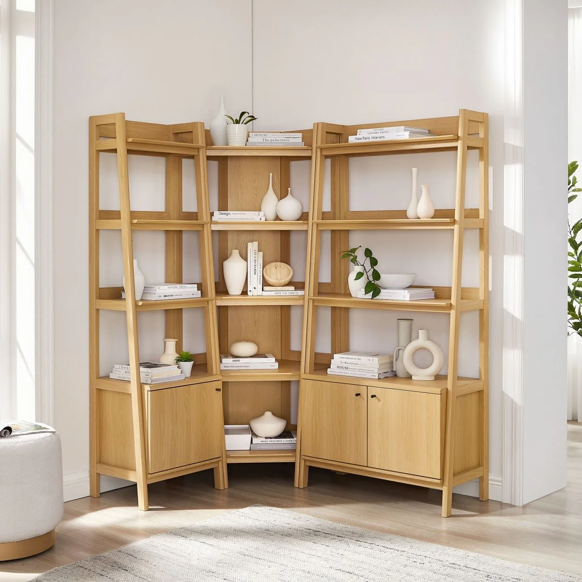 88" 3-Piece Wood Corner Bookshelf Set with Wide and Narrow Units - Image 6