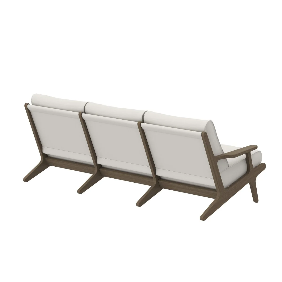 88" Weathered Gray Teak Outdoor Patio Sofa – White Cushions - Image 6