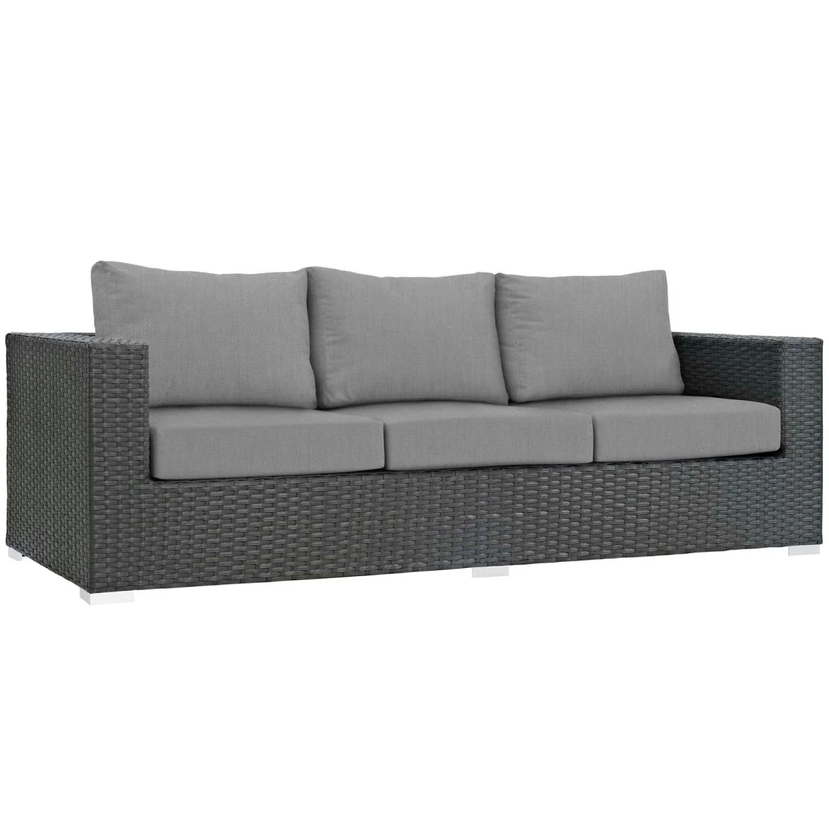 88" Woven Rattan Aluminum Outdoor Sofa with Sunbrella® Cushions for Patio Seating - Image 11