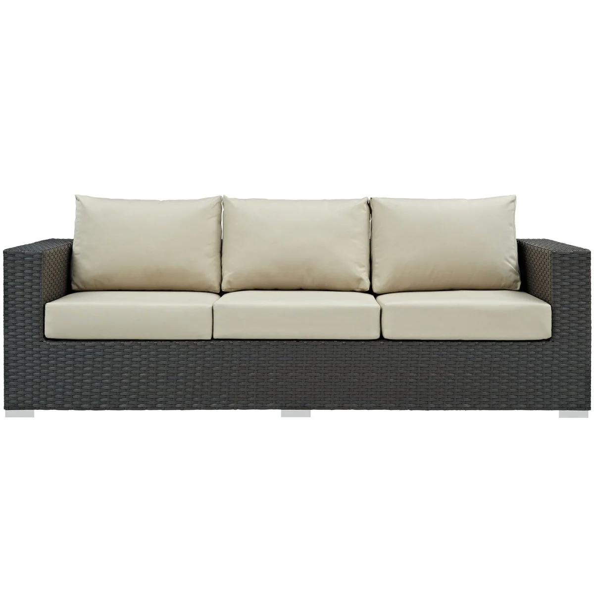 88" Woven Rattan Aluminum Outdoor Sofa with Sunbrella® Cushions for Patio Seating - Image 19
