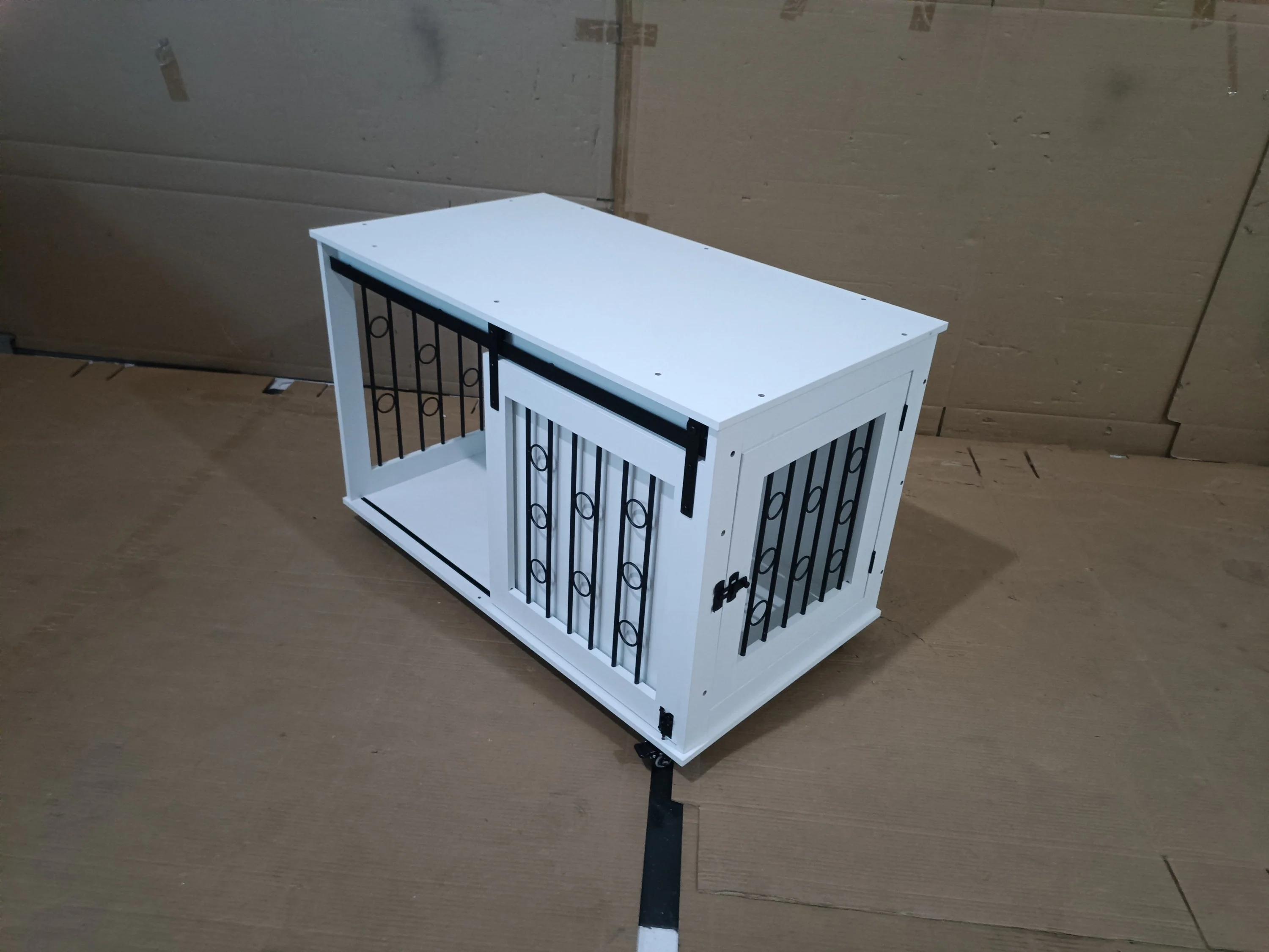 Aris 39-Inch Sliding Barn Door Dog Crate Furniture with Side Access - Image 33