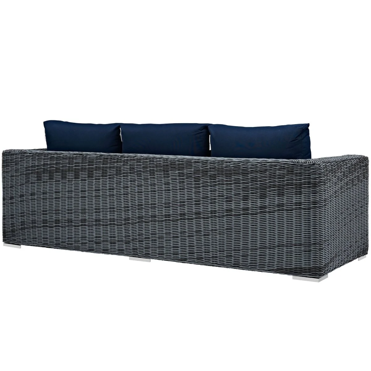89" Two-Tone Wicker Outdoor Sofa – Canvas Cushions for Patio and Garden - Image 8