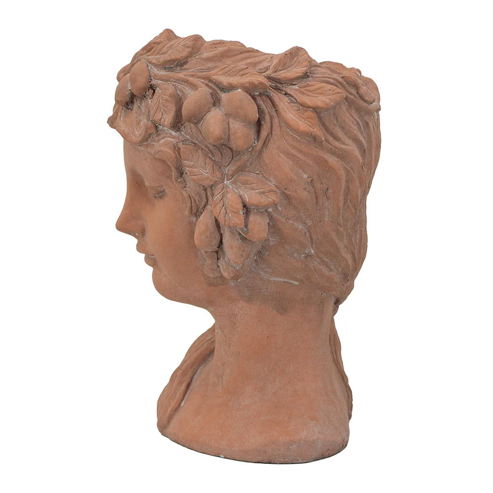 8X9X11.5" Head Bust Planter, Greek Style Cement Head Planter, Indoor Outdoor Home Garden Decor - Brown - Image 9