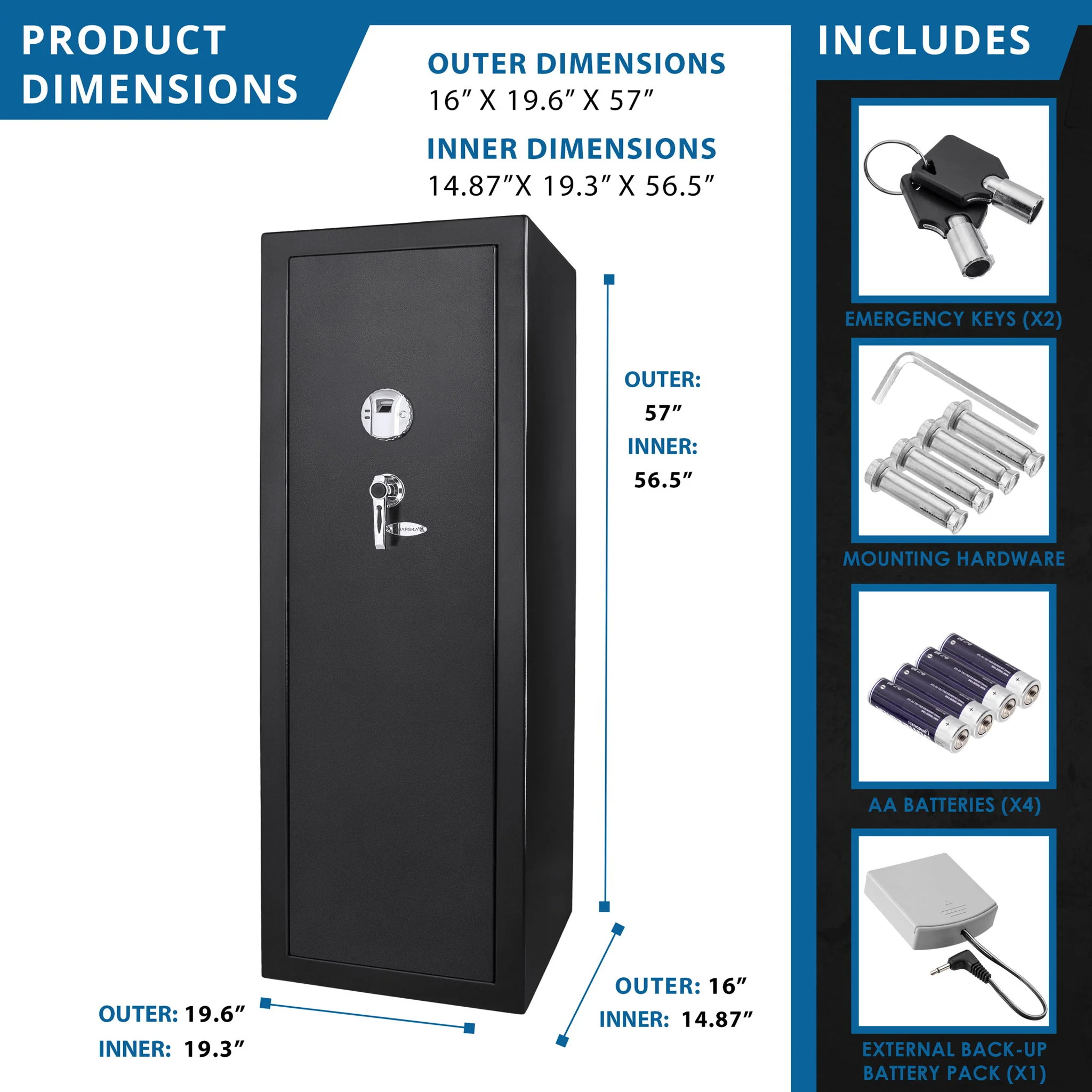 9.33 Cubic Ft Tall Biometric Rifle Safe - Black - Image 2