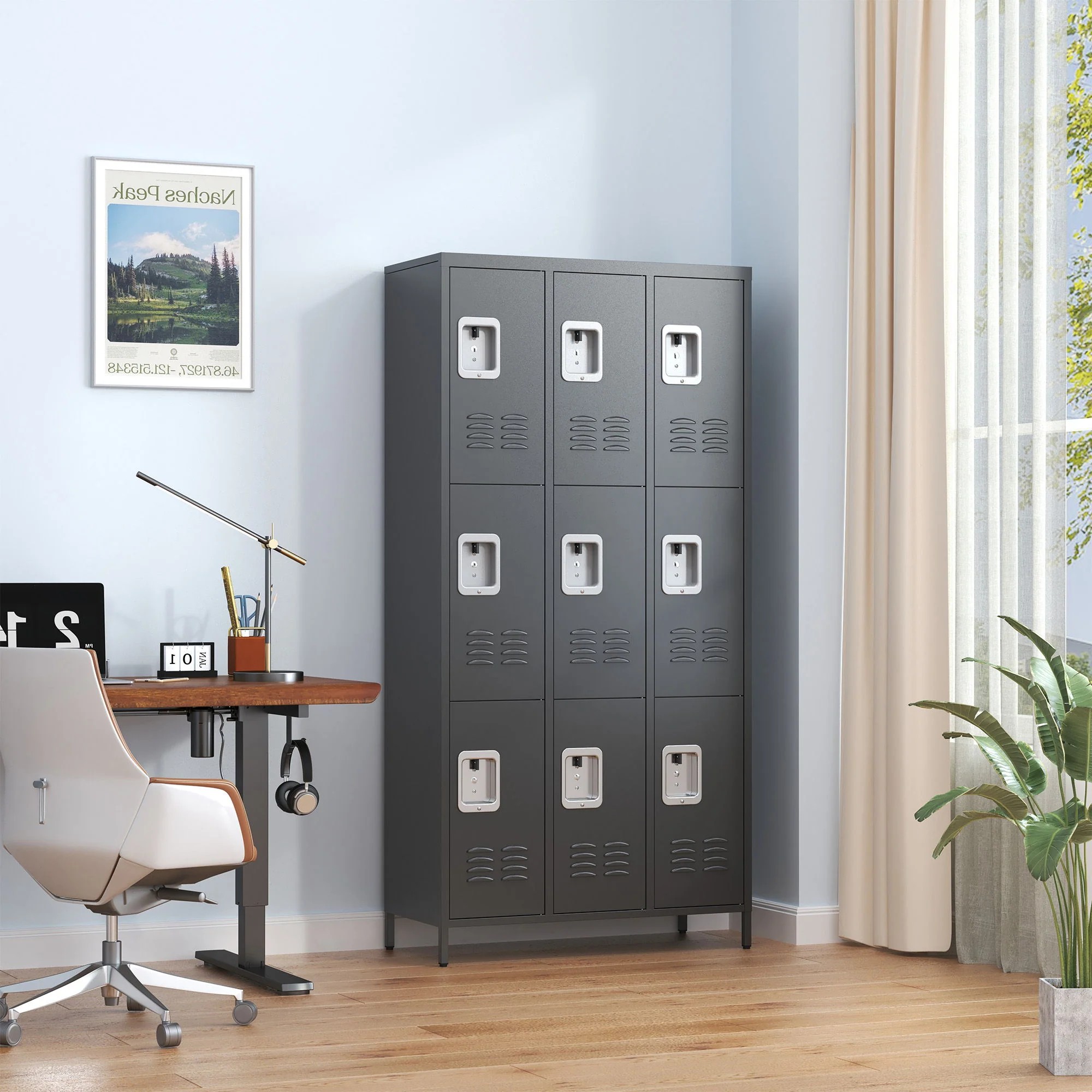 9 Door Lockers With Lock For Secure Storage And - Black - Image 8