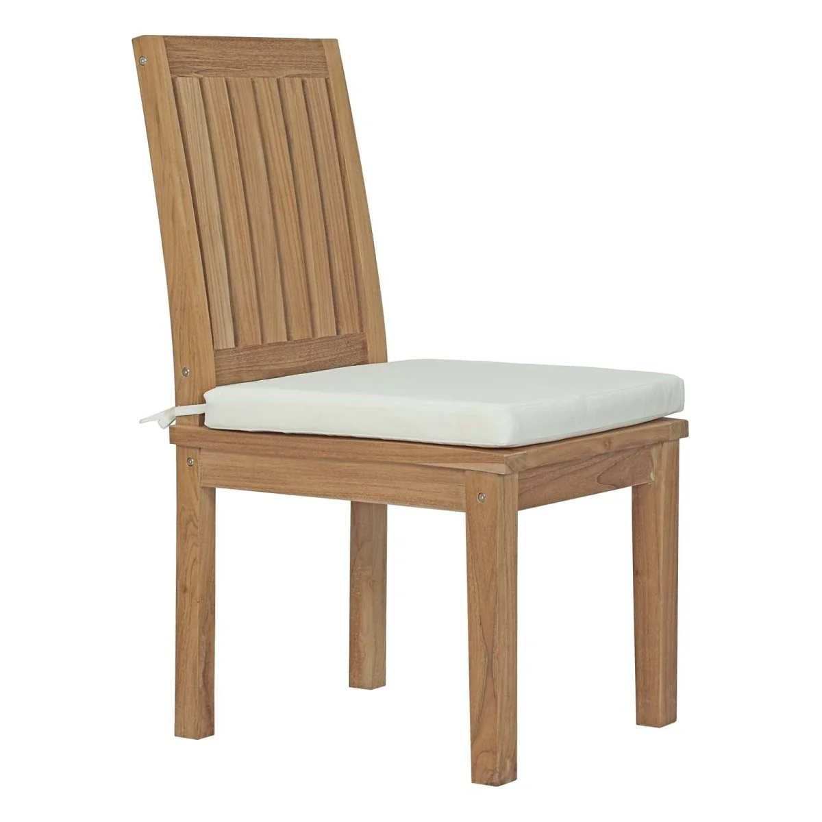 9-Piece Natural Teak Outdoor Dining Set with White Cushions - Image 2