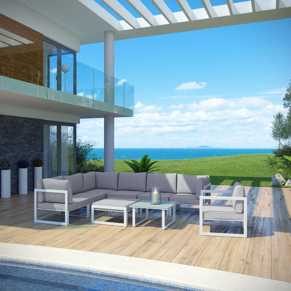 9-Piece Outdoor Aluminum Patio Sectional Set - Image 7