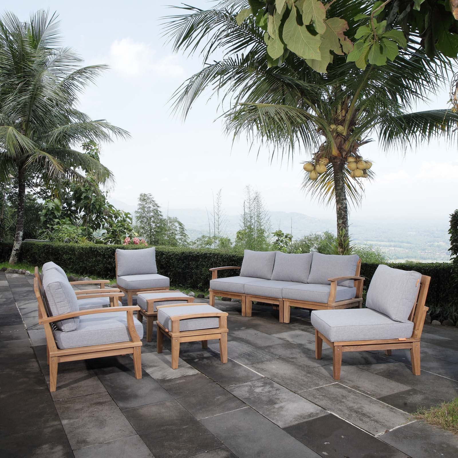 9-Piece Outdoor Teak Wood Patio Seating Set - Image 11