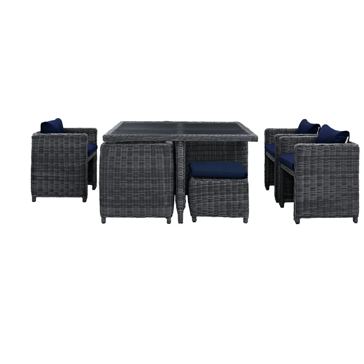 9-Piece Rattan and Aluminum Outdoor Dining Set with Sunbrella® Cushions - Image 19