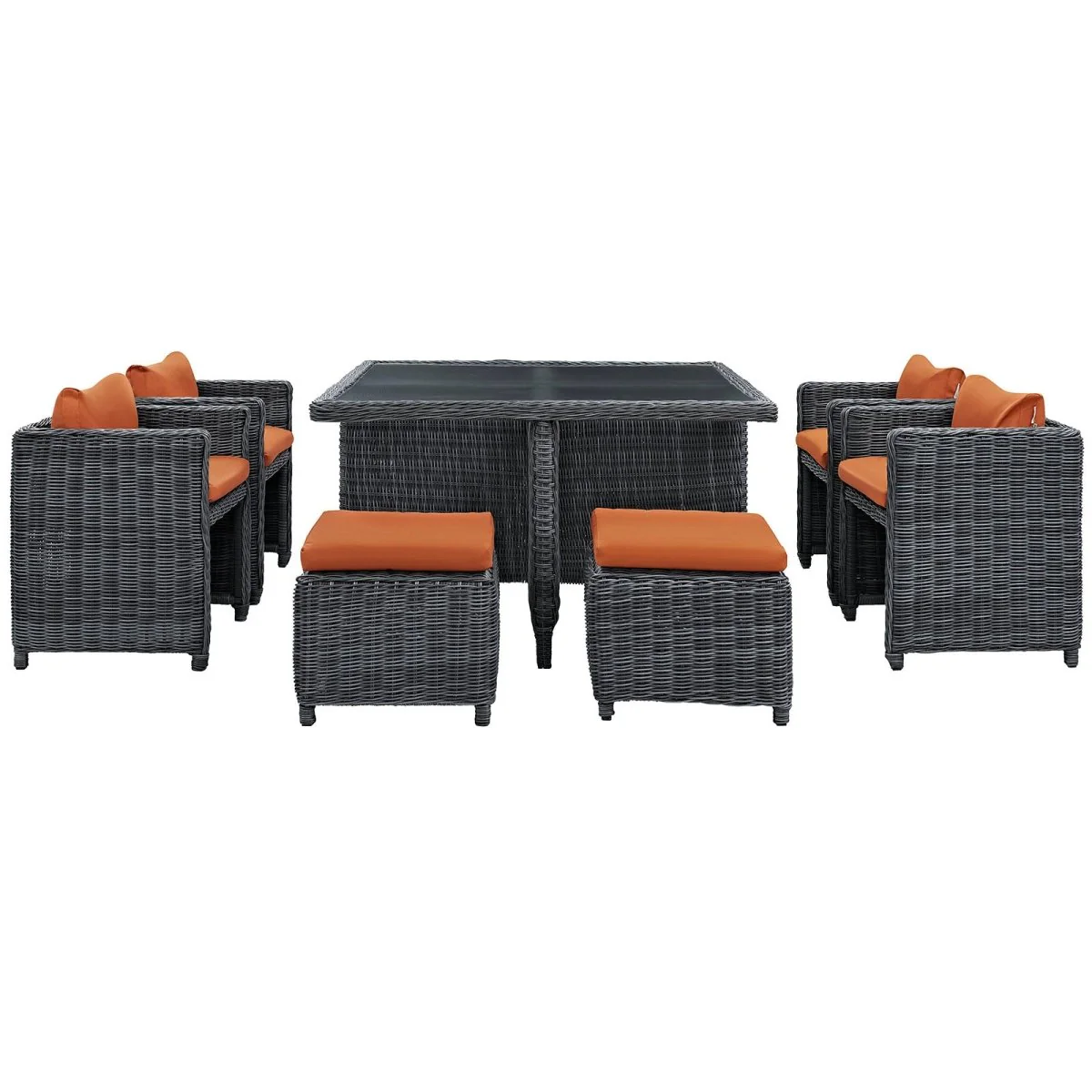 9-Piece Rattan and Aluminum Outdoor Dining Set with Sunbrella® Cushions - Image 3
