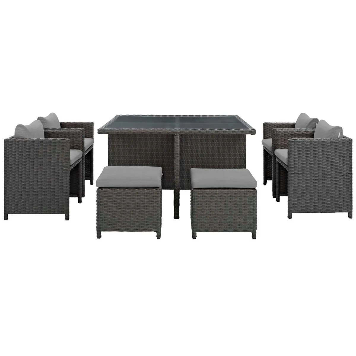 9-Piece Wicker Outdoor Dining Set with Cushions – Aluminum Frame Patio Collection - Image 7