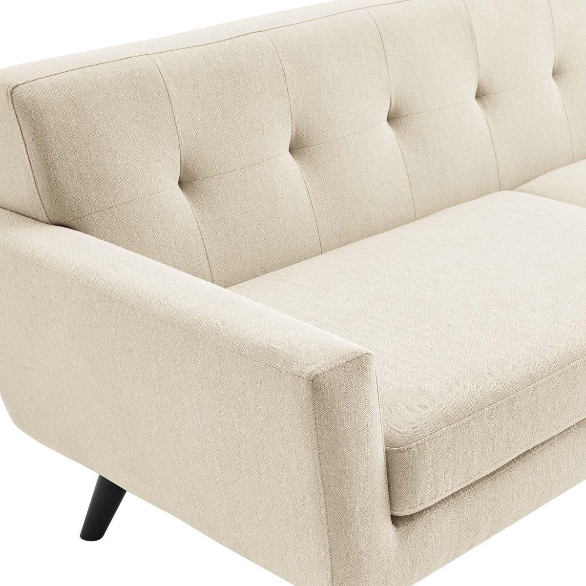 90 Inch Mid-Century Modern Herringbone Fabric Sofa - Image 5