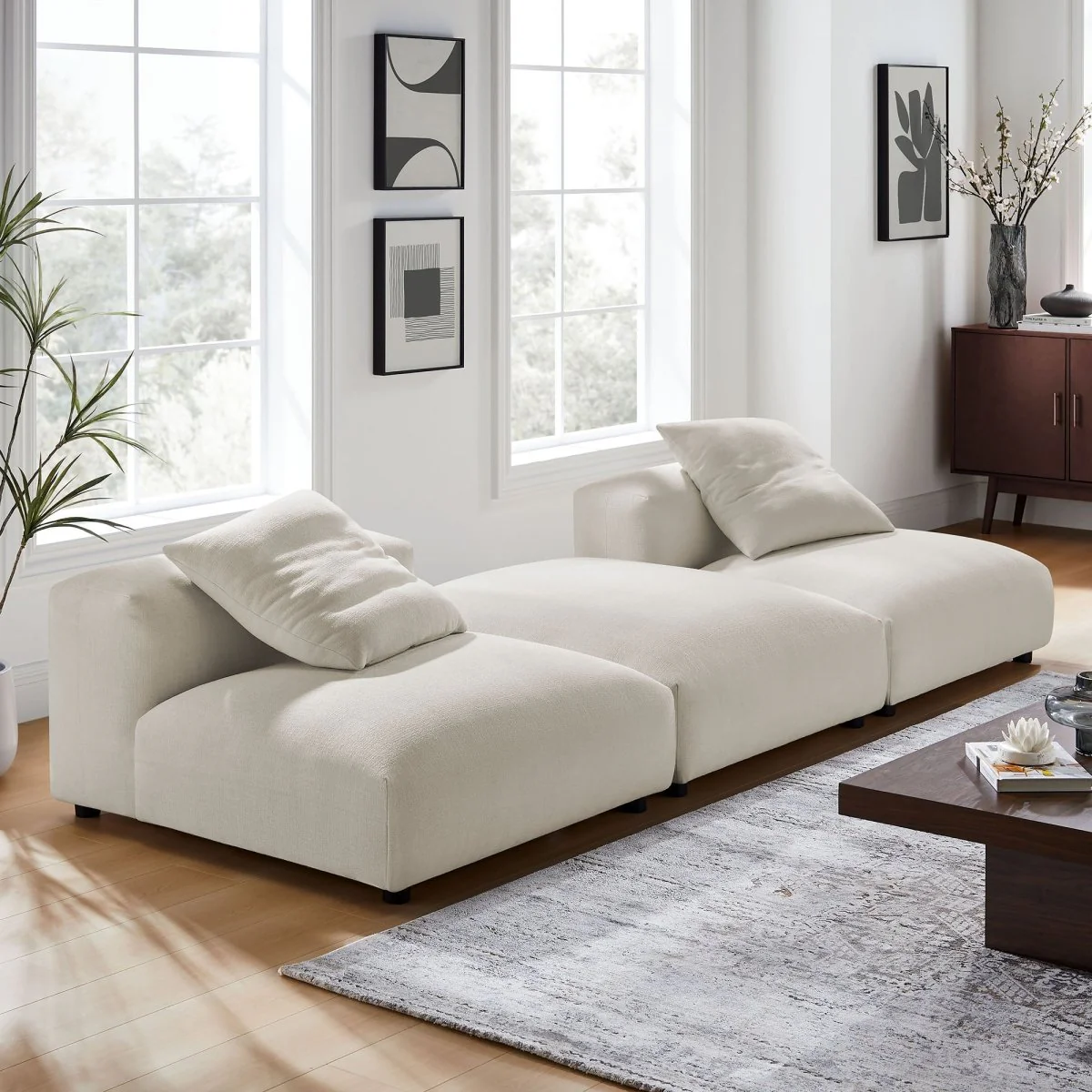 91 Inch Modular Upholstered Fabric 3-Piece Sectional Sofa - Image 21