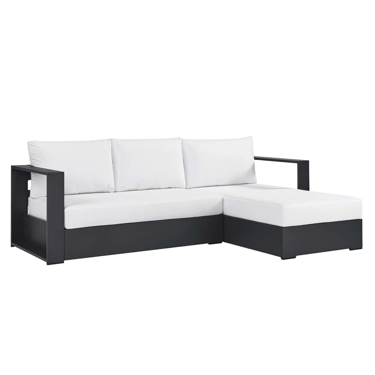 93" 2-Piece Gray Aluminum Outdoor Patio Right-Facing Chaise Sectional - Image 15