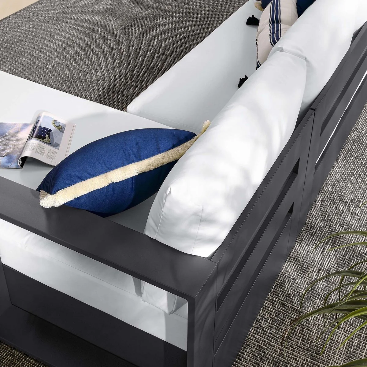 93" 2-Piece Gray Aluminum Outdoor Patio Right-Facing Chaise Sectional - Image 19