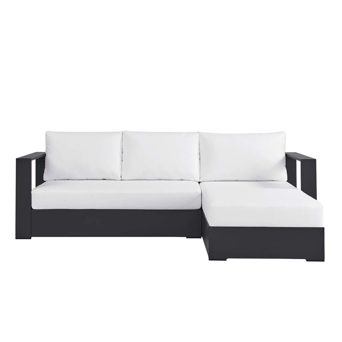 93" 2-Piece Gray Aluminum Outdoor Patio Right-Facing Chaise Sectional - Image 20