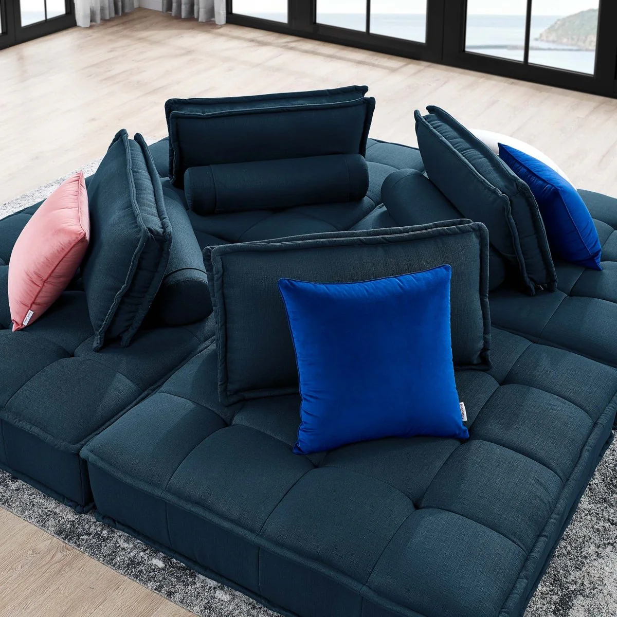 94 Inch Tufted Fabric 4-Piece Sectional Sofa - Image 3