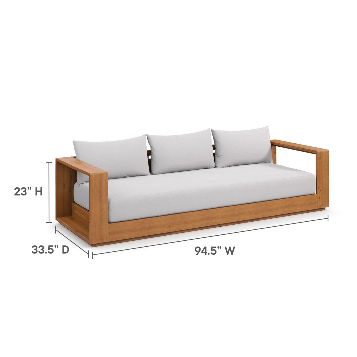 95" Modern Acacia Wood Outdoor Sofa – Contemporary Patio Seating for Outdoors - Image 4