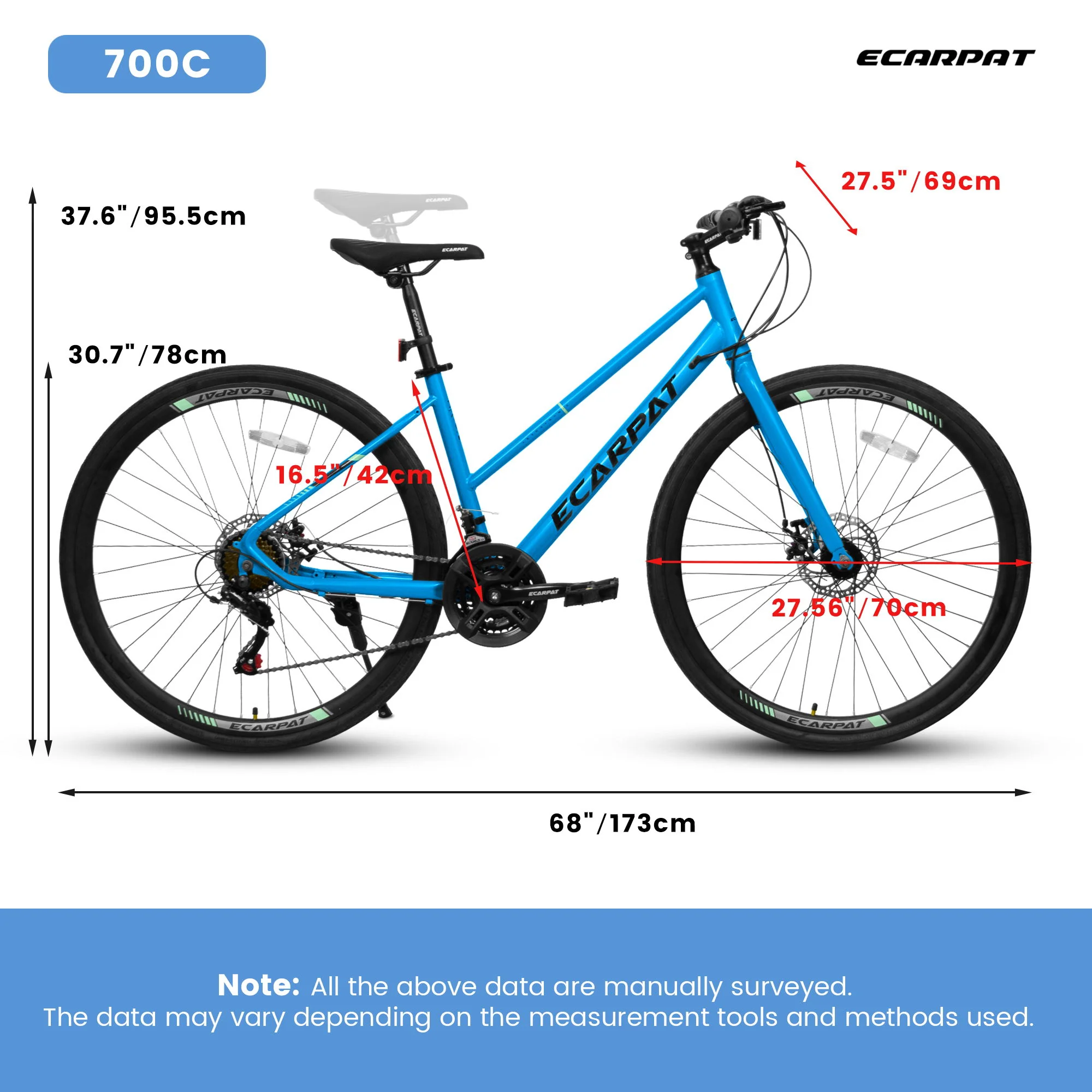 A28250 Road Bike With Aluminum Alloy Wheels, 21 Speed Gear System, Disc Brakes, Wide Tires - Image 5
