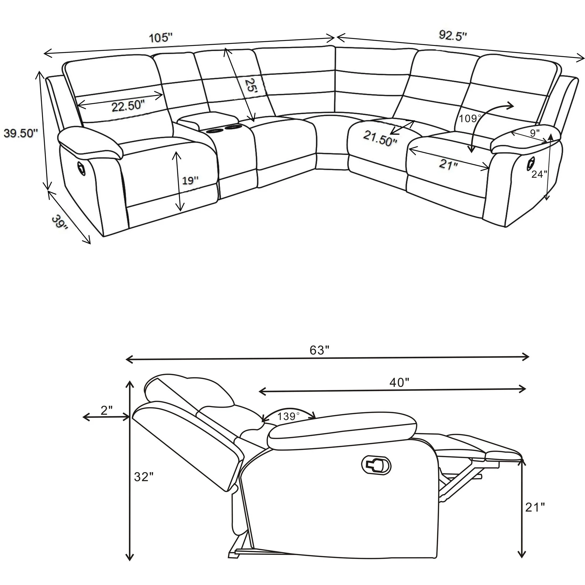 Aaron - 3 Piece Upholstered Sectional - Smoke - Image 2