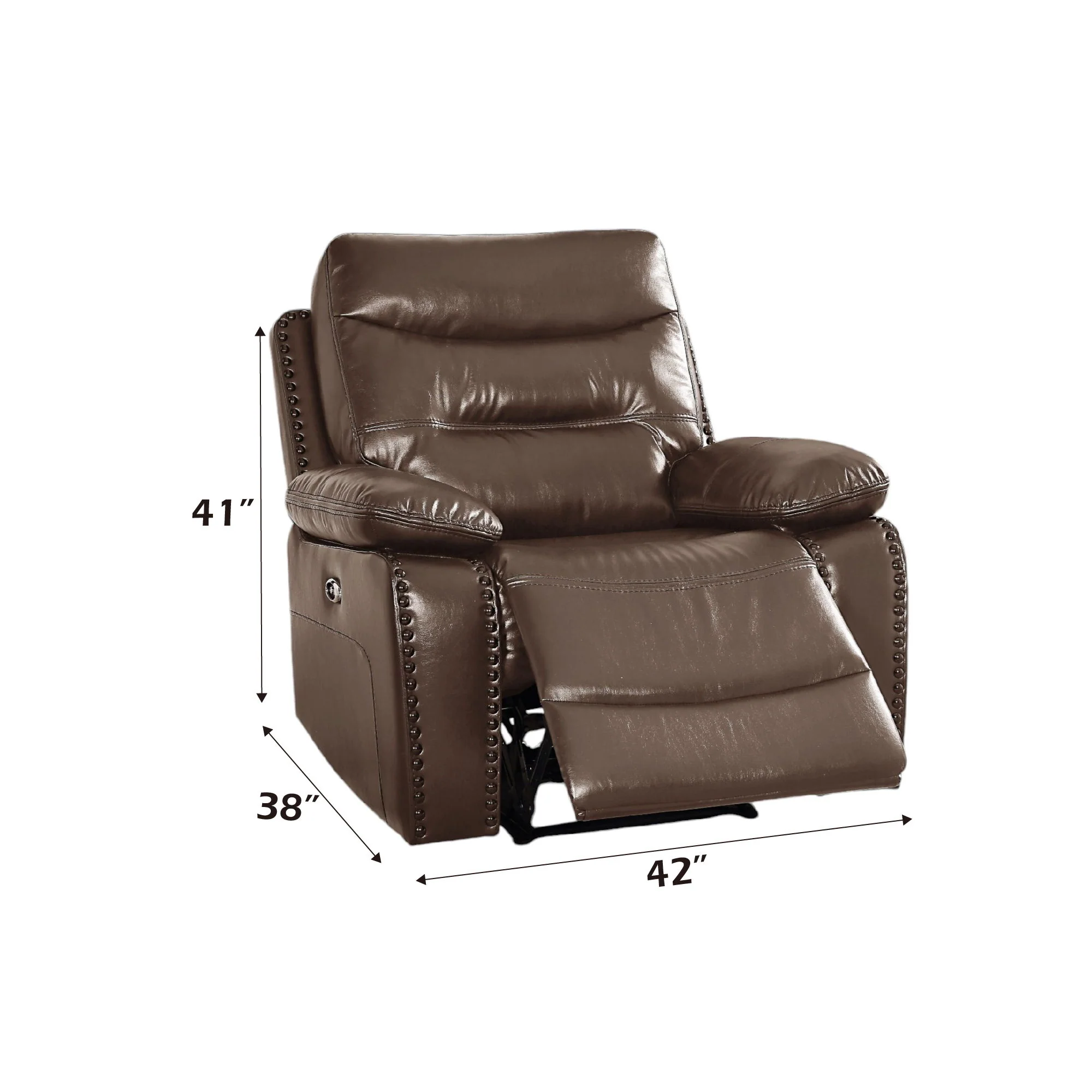 Aashi - Leather Gel Match Recliner Chair - Brown - Image 2