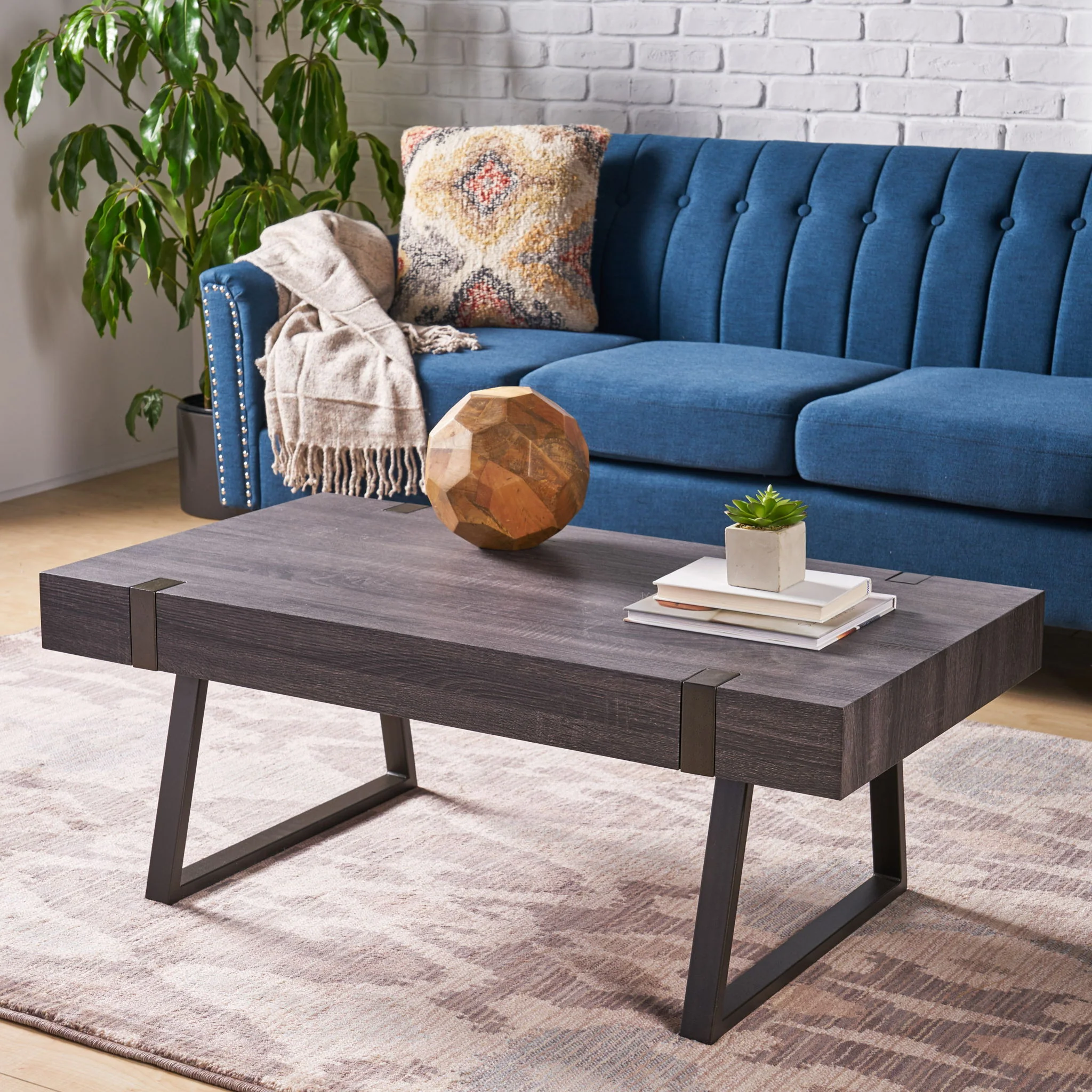 Abitha - Coffee Table With Industrial Powder Coated Metal Legs - Image 18