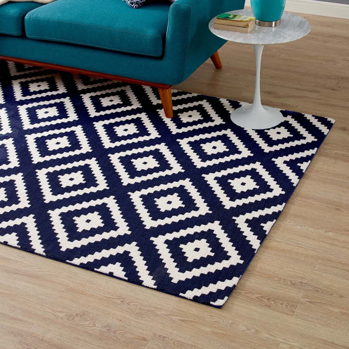 Abstract Diamond Trellis Polyester Area Rug - Contemporary Geometric Floor Rug Collection - Image 35
