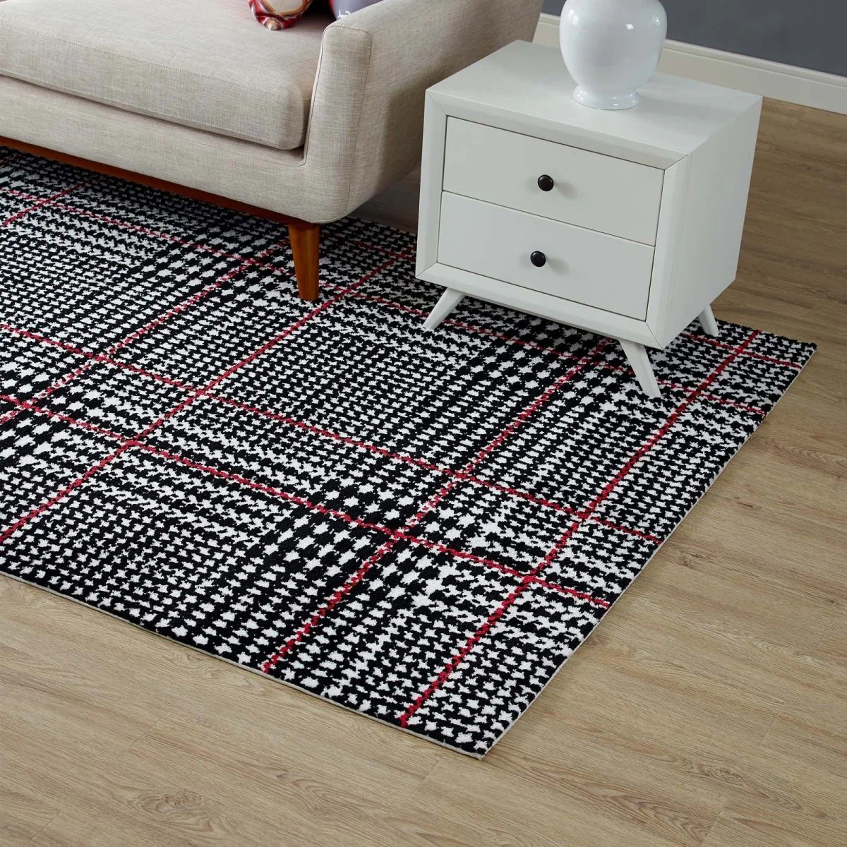 Abstract Plaid Area Rug, Decorative Contemporary Accent Rug for Living Room - Image 8