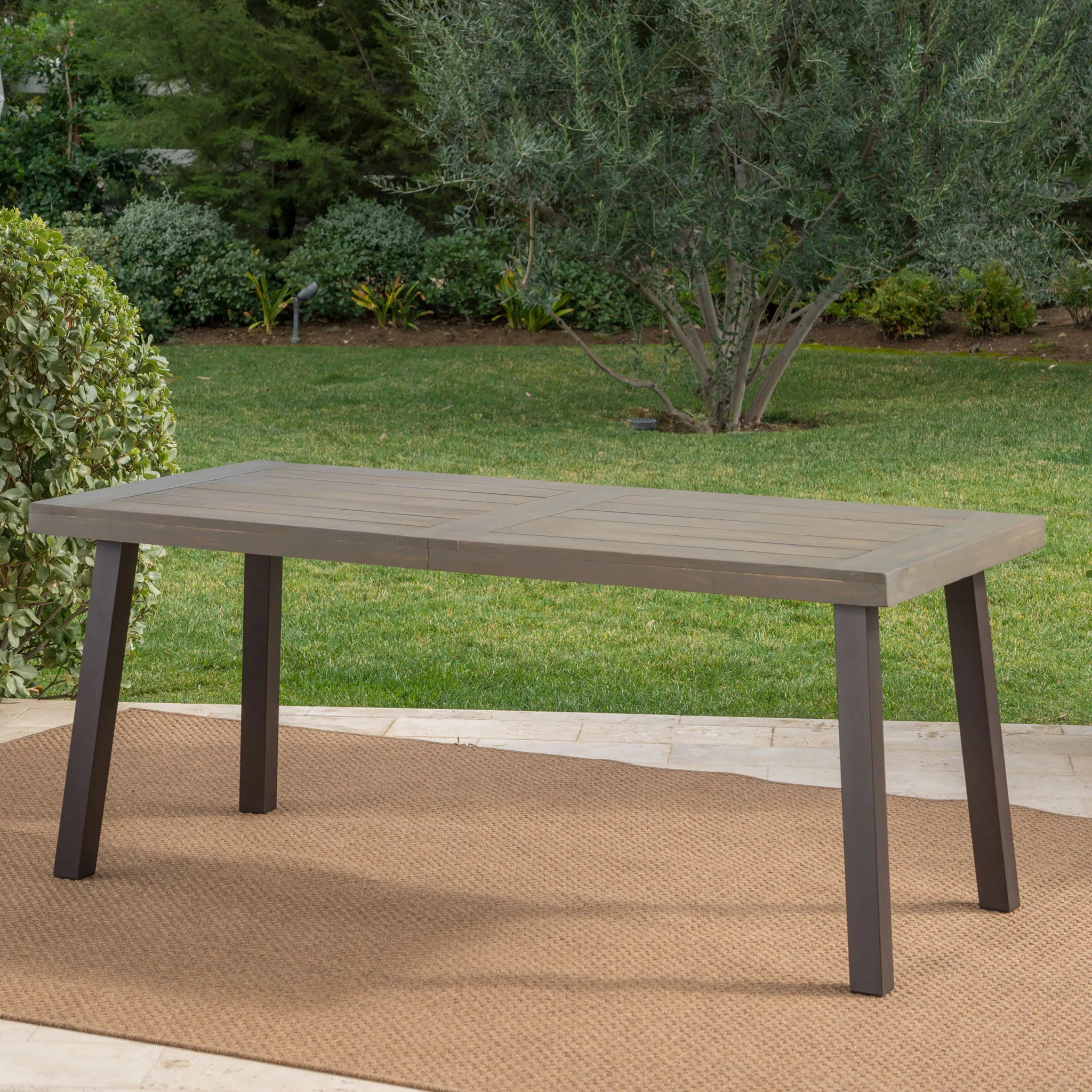 Acacia Wood Dining Table With Slat Design - Image 4