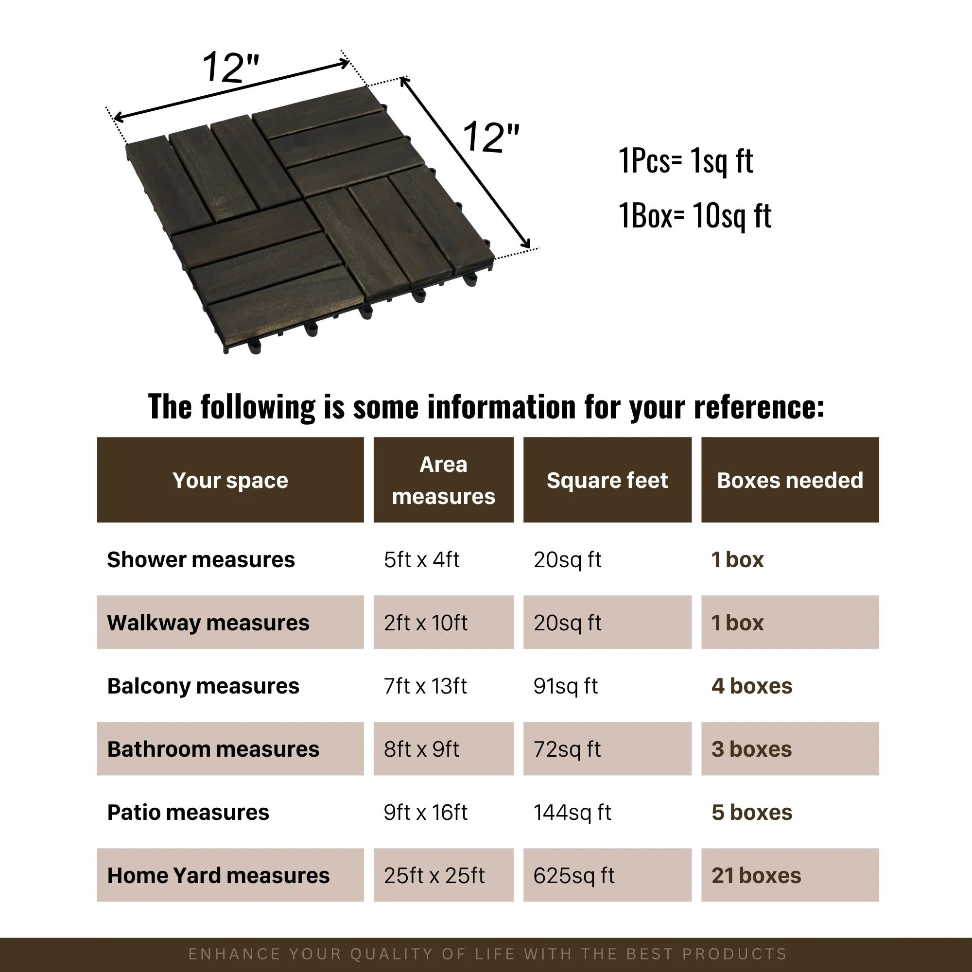 Acacia Wood Interlocking Deck Tiles Checker Pattern For Outdoor Flooring - Image 27