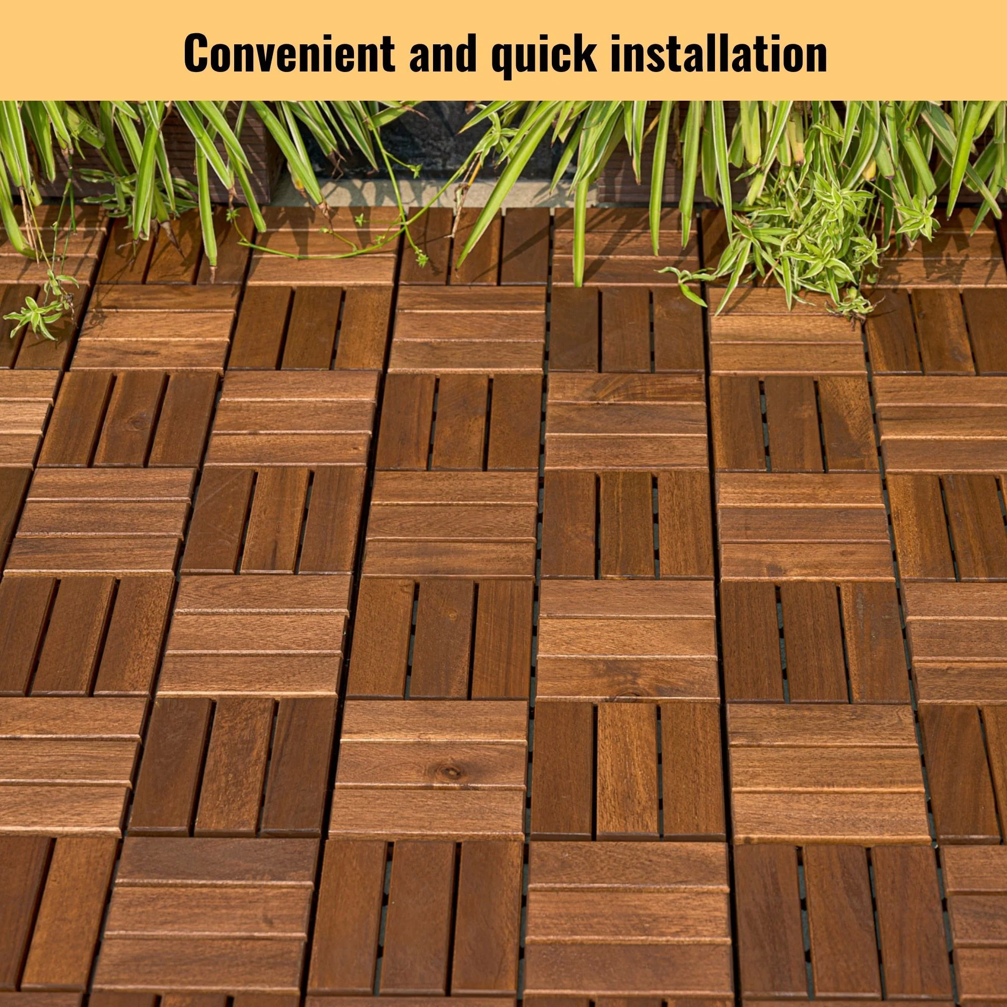 Acacia Wood Interlocking Deck Tiles Checker Pattern For Outdoor Flooring - Image 41