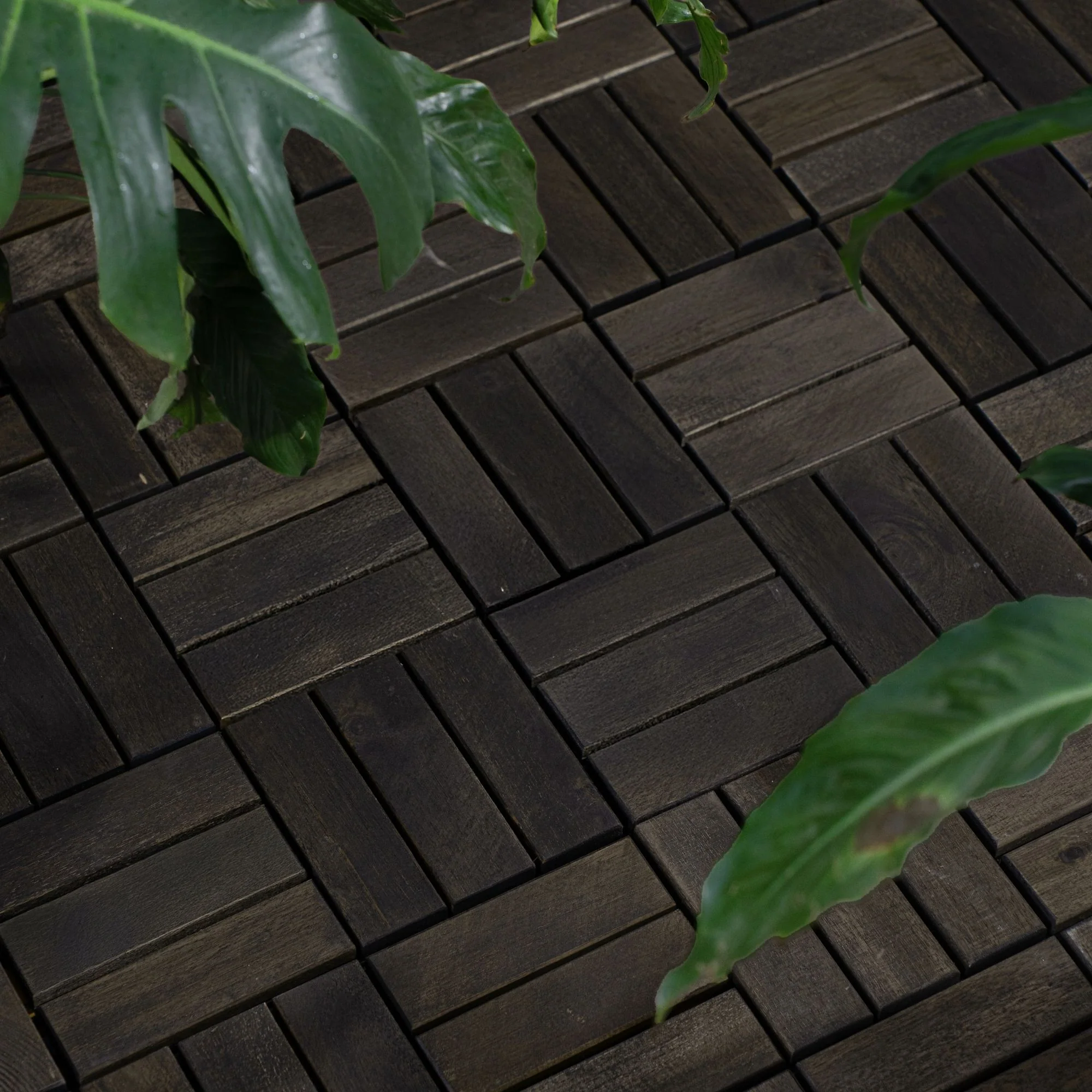 Acacia Wood Interlocking Deck Tiles Checker Pattern For Outdoor Flooring - Image 8