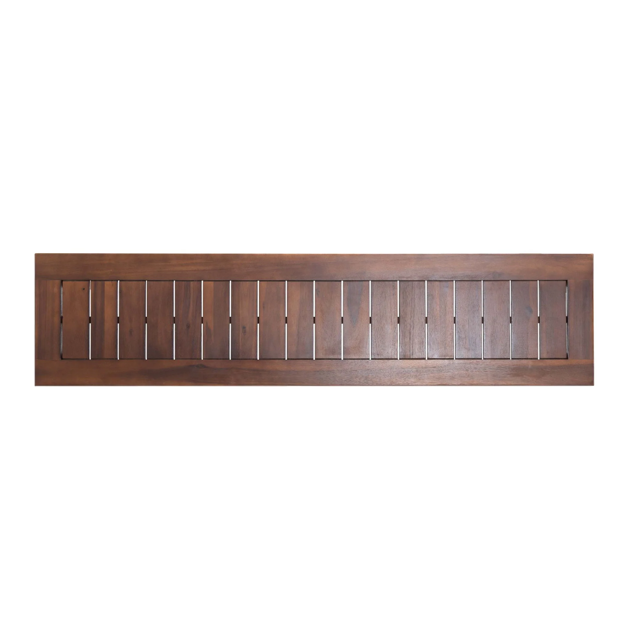Acacia Wood Outdoor Bench With Beautiful Slat Paneling - Dark Brown - Image 5