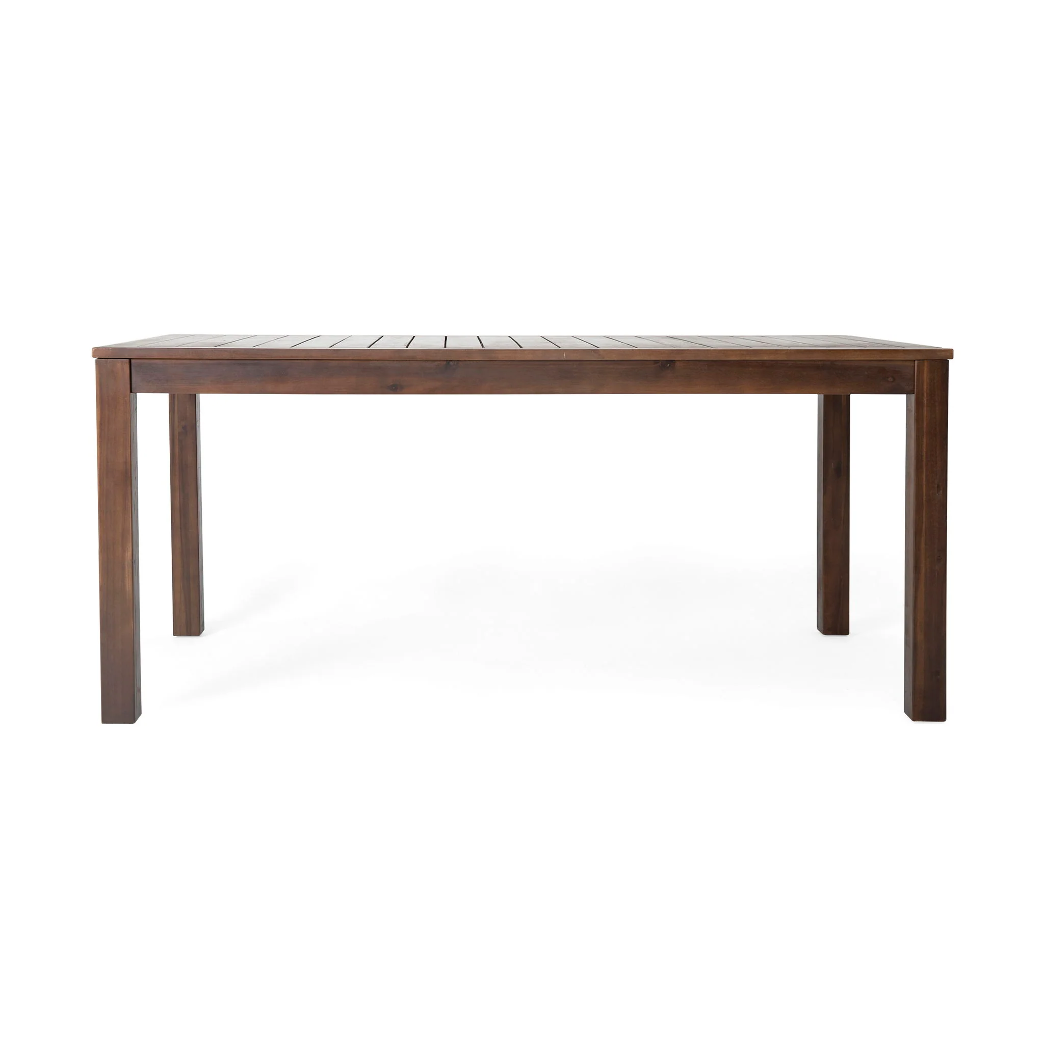Acacia Wood Outdoor Dining Table With Slatted Top - Dark Brown - Image 4