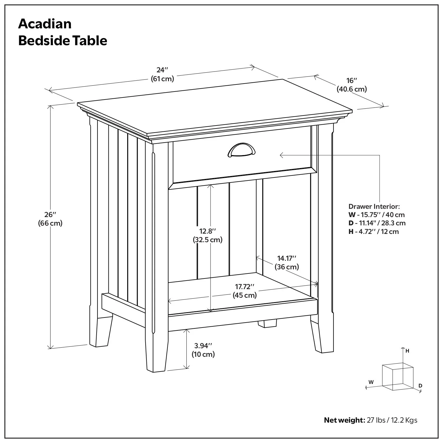 Acadian - Bedside Table, Handcrafted - Image 9