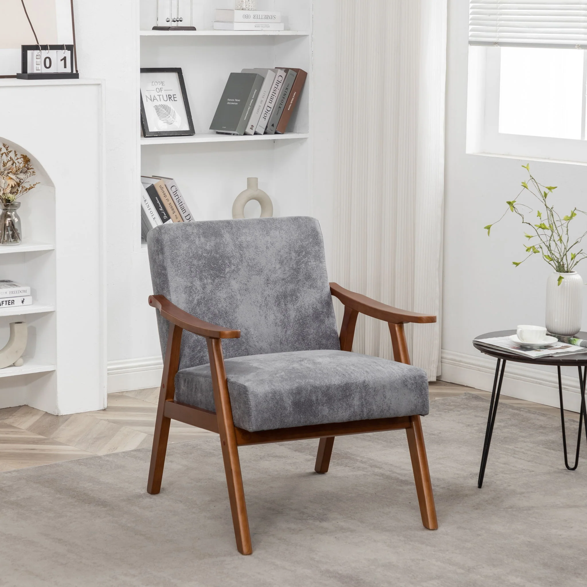 Accent Chair, Classic Mid Century Modern For Extra Seating - Image 22
