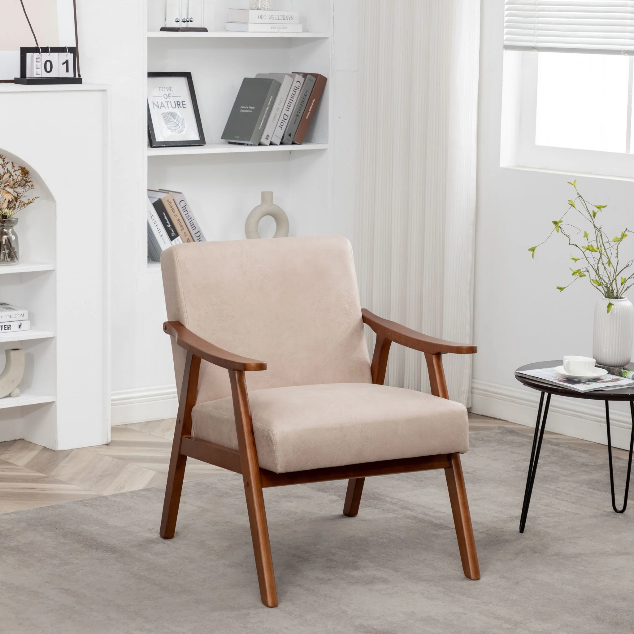 Accent Chair, Classic Mid Century Modern For Extra Seating - Image 37
