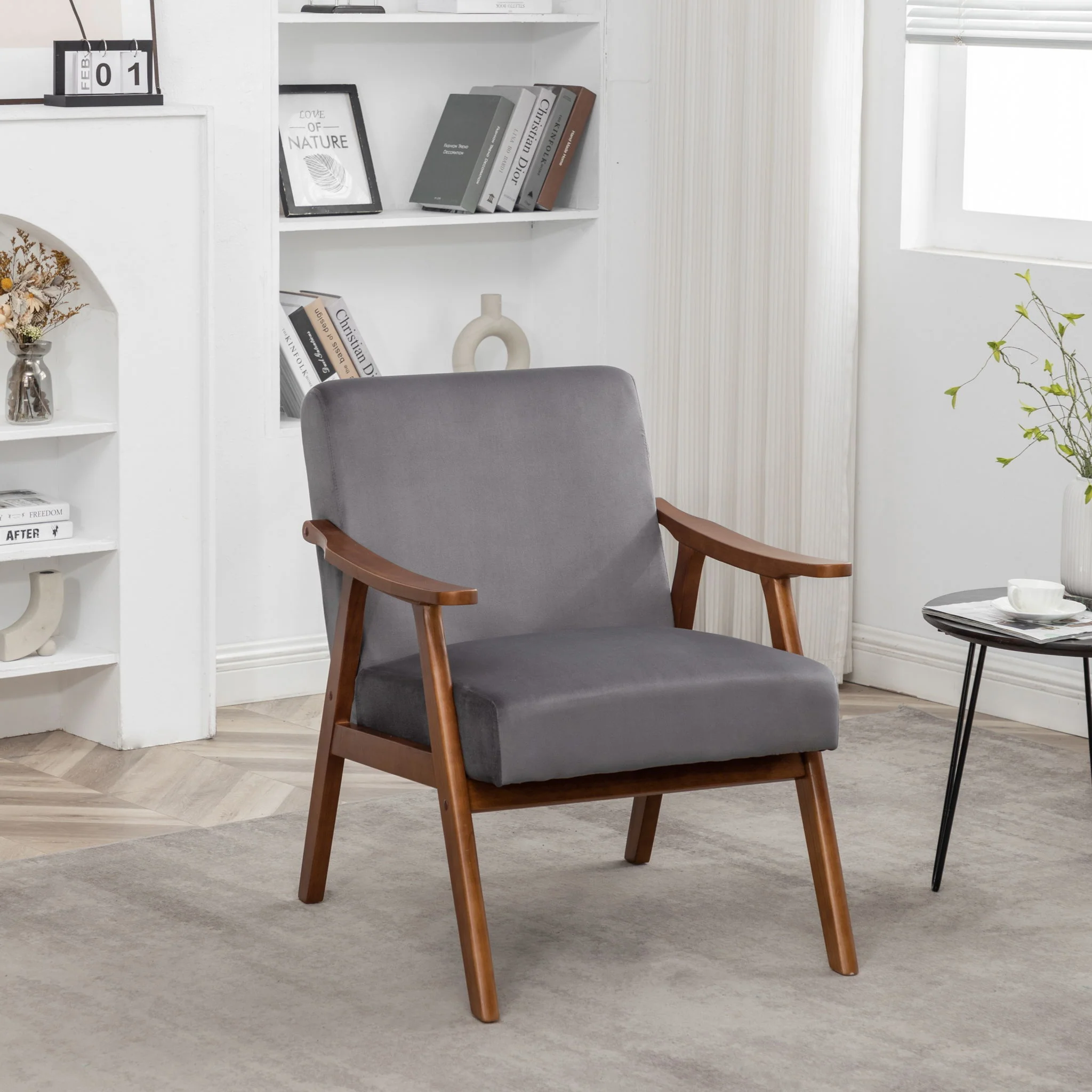 Accent Chair, Classic Mid Century Modern For Extra Seating - Image 62