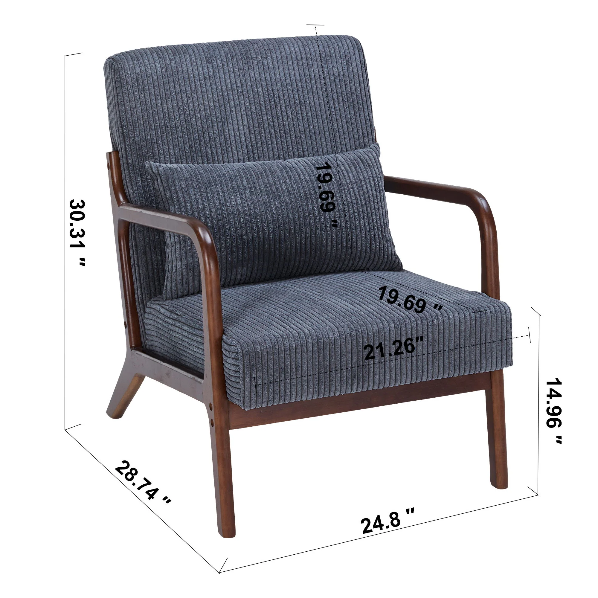 Accent Chair With Pillow And Wood Frame - Image 4