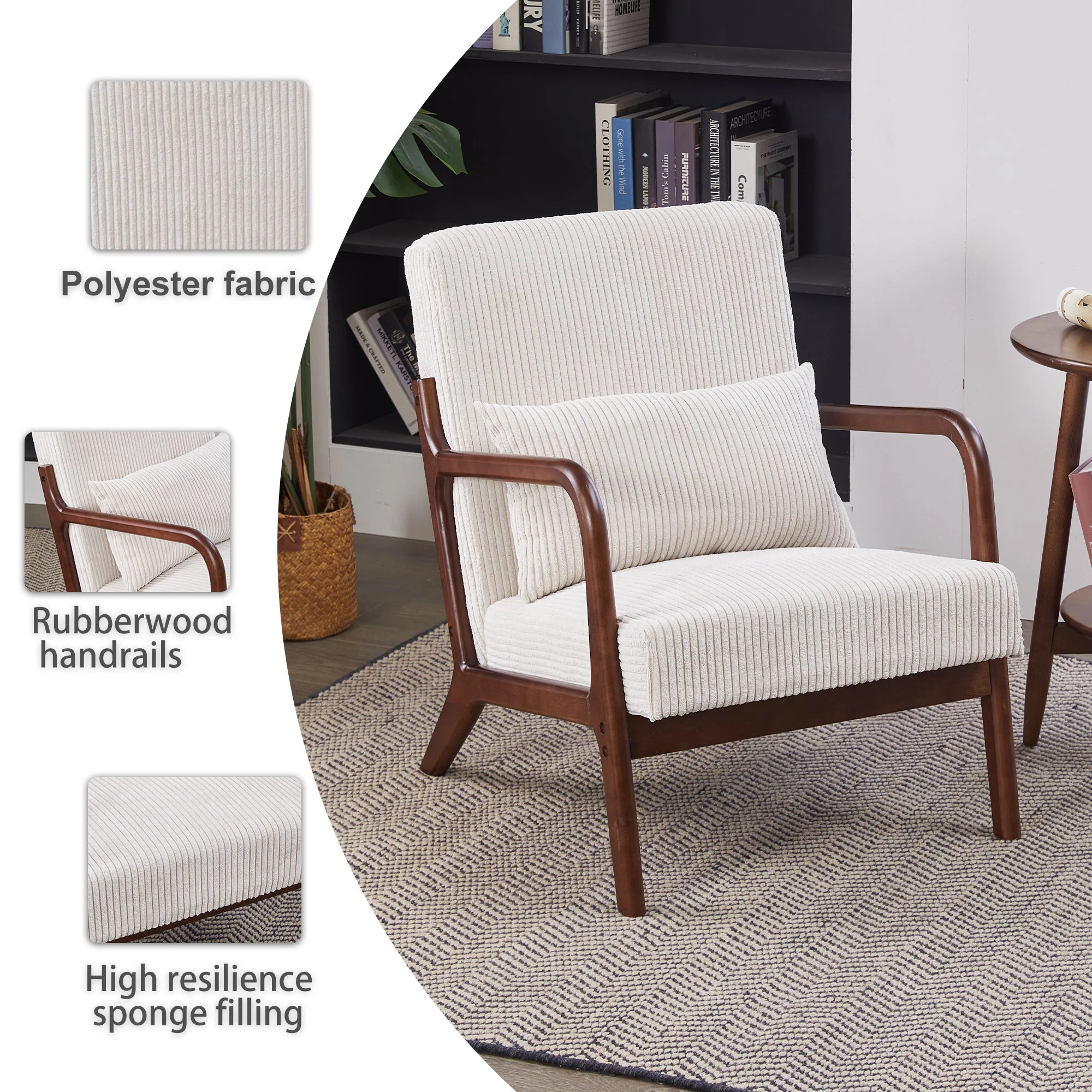 Accent Chair With Pillow And Wood Frame - Image 8
